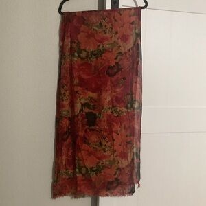 Couture Gypsy Floral Scarf - Red and Orange